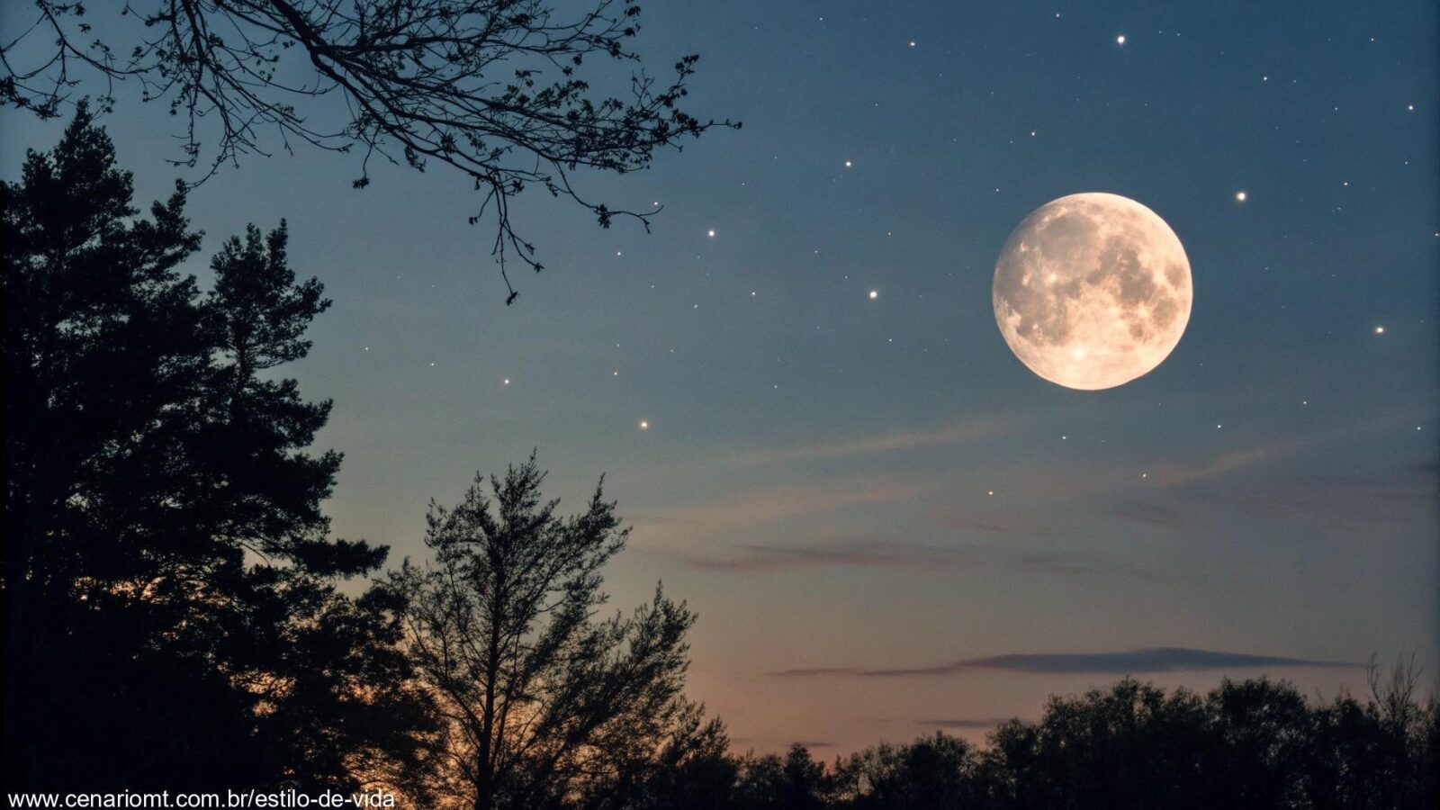 Imagem da Lua na fase Gibosa Minguante em 20 de março de 2025, com crateras visíveis e céu estrelado ao fundo.