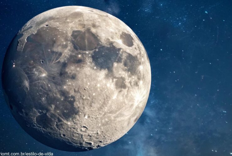 Imagem realista da fase da Lua para sexta-feira, 21 de março de 2025, com detalhes da superfície lunar e céu estrelado.