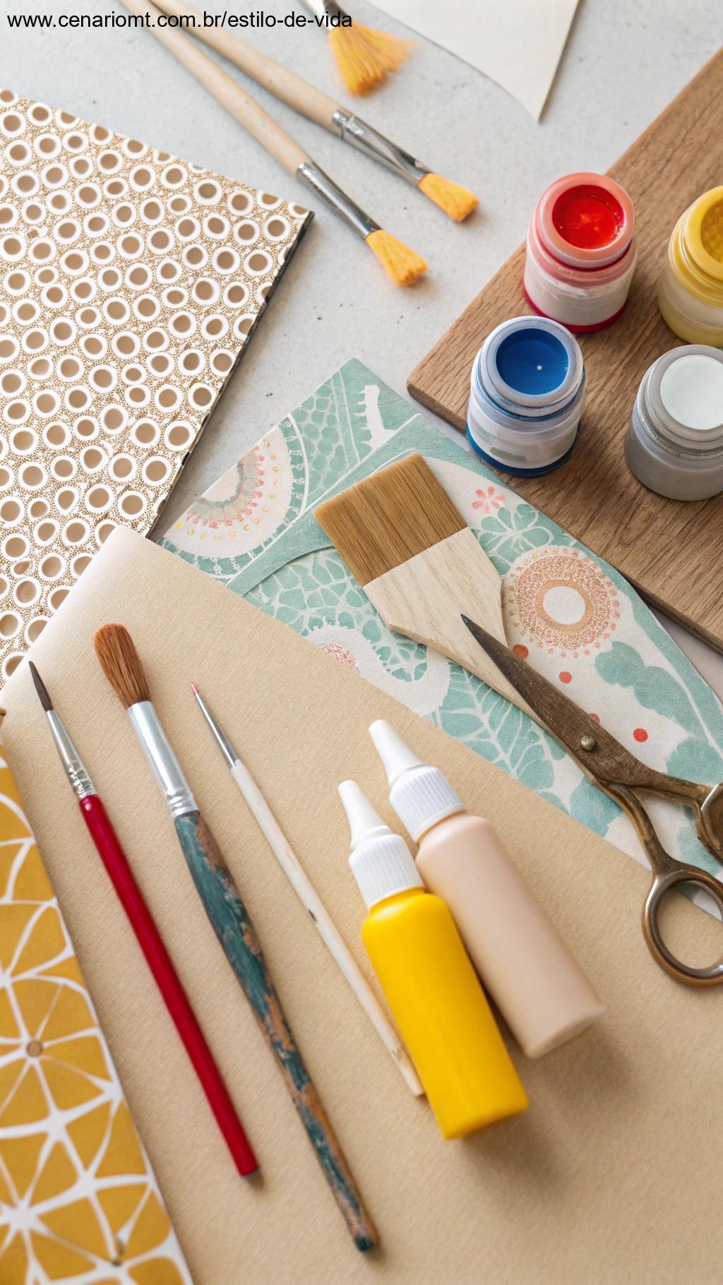 Ferramentas e materiais necessários para artesanato com latas recicladas.