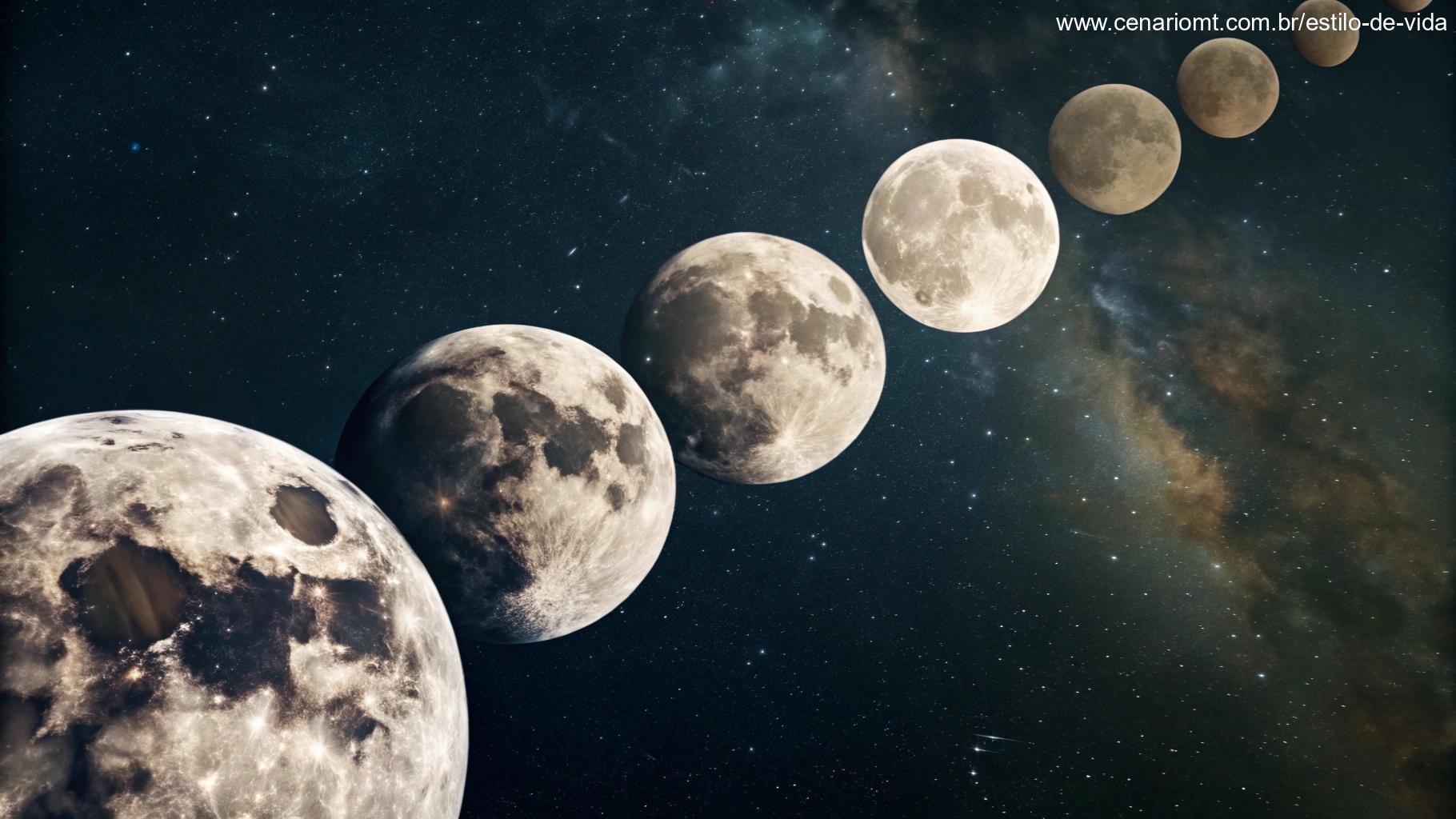 Histórico recente das fases lunares em uma representação visual