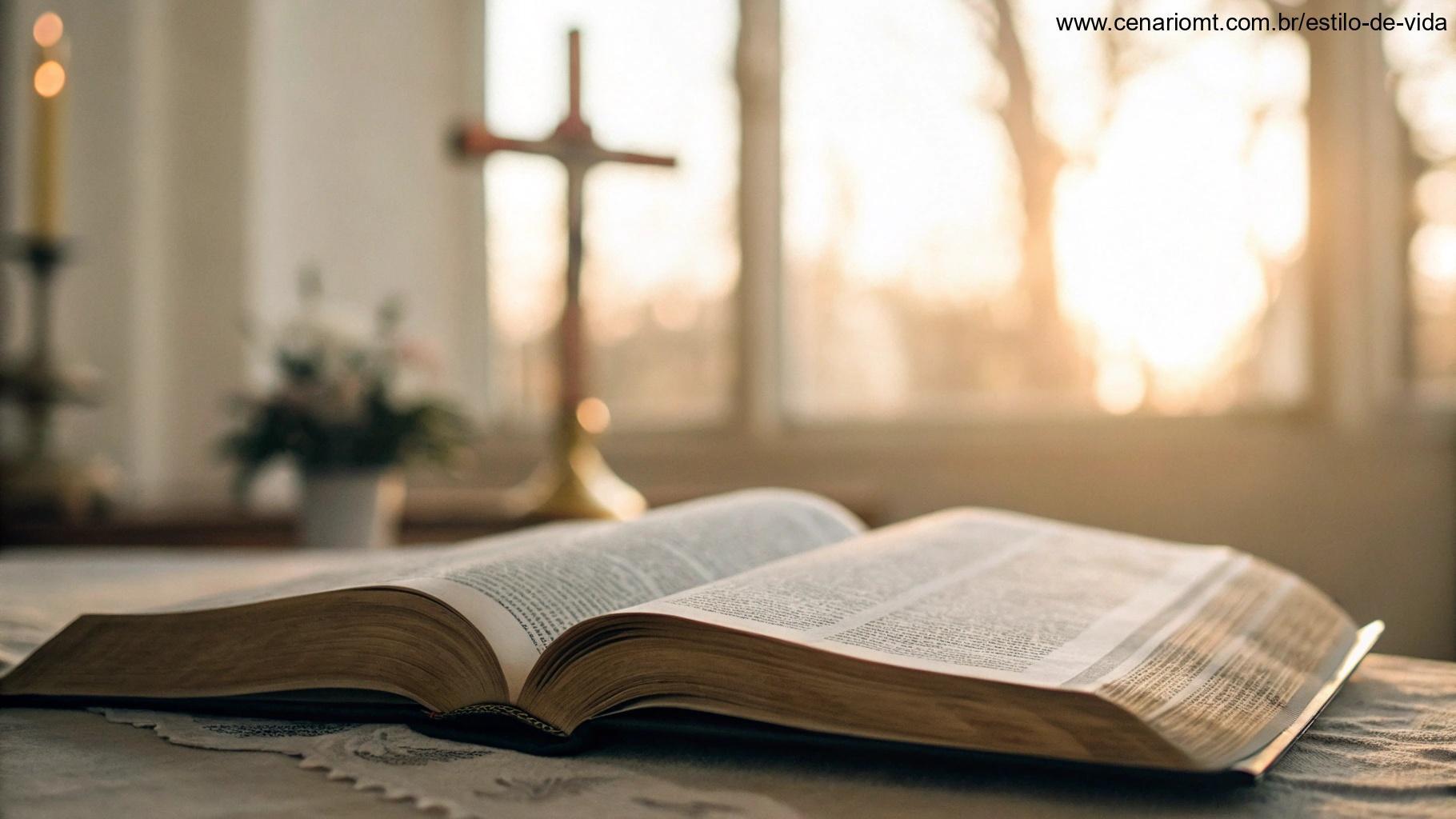 Imagem serena de uma Bíblia aberta com fundo suave, simbolizando a introdução à liturgia, convidando à meditação e reflexão.