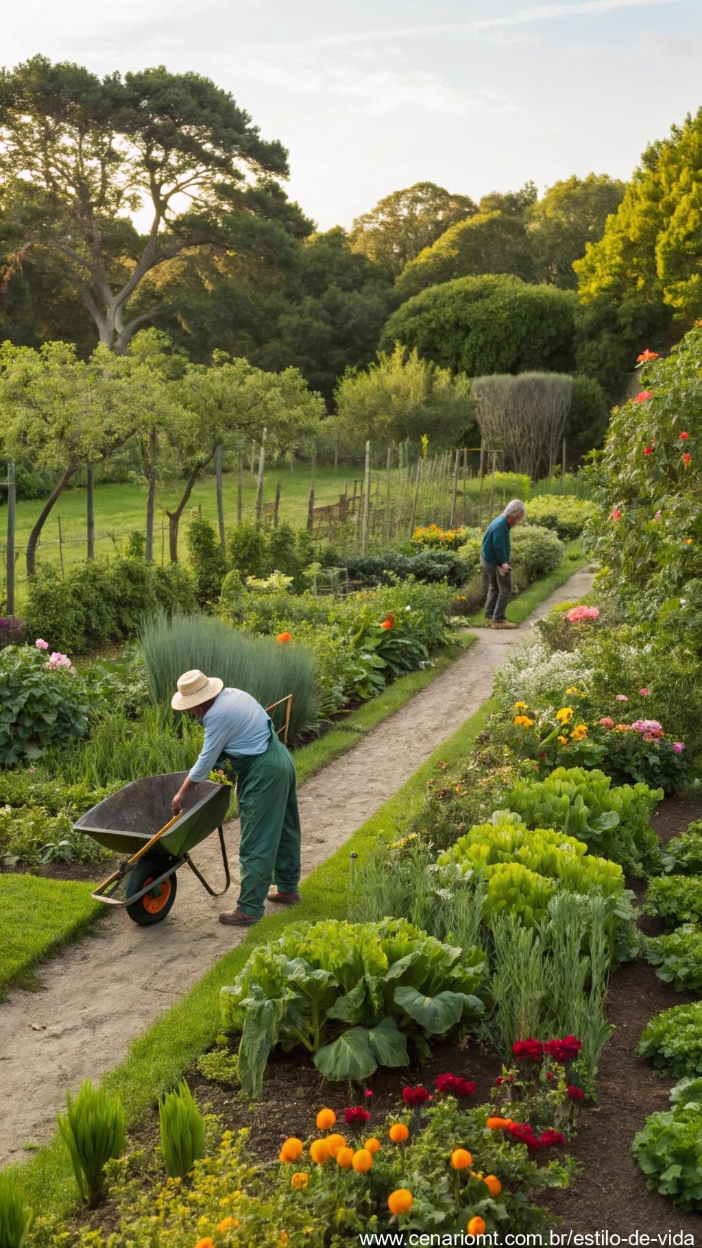 Manutenção ecológica no jardim.