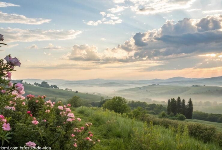Paisagem serena representando uma manhã abençoada para o Dia Internacional da Mulher, 8 de março de 2025.