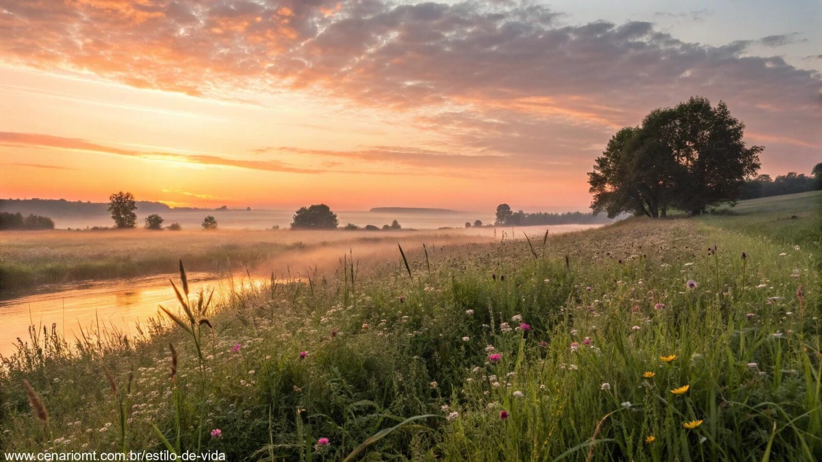 Uma paisagem tranquila com um nascer do sol dourado, representando a esperança e um novo começo para quinta-feira, 27 de março de 2025.