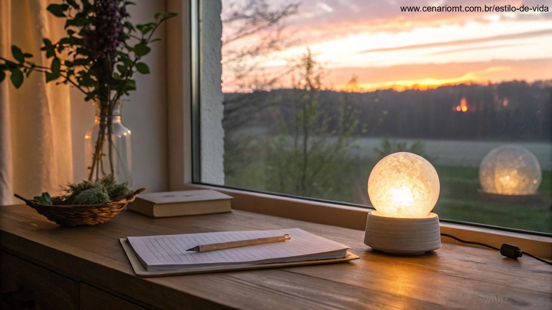 Nota escrita à mão com mensagens positivas em um ambiente acolhedor e iluminado suavemente.