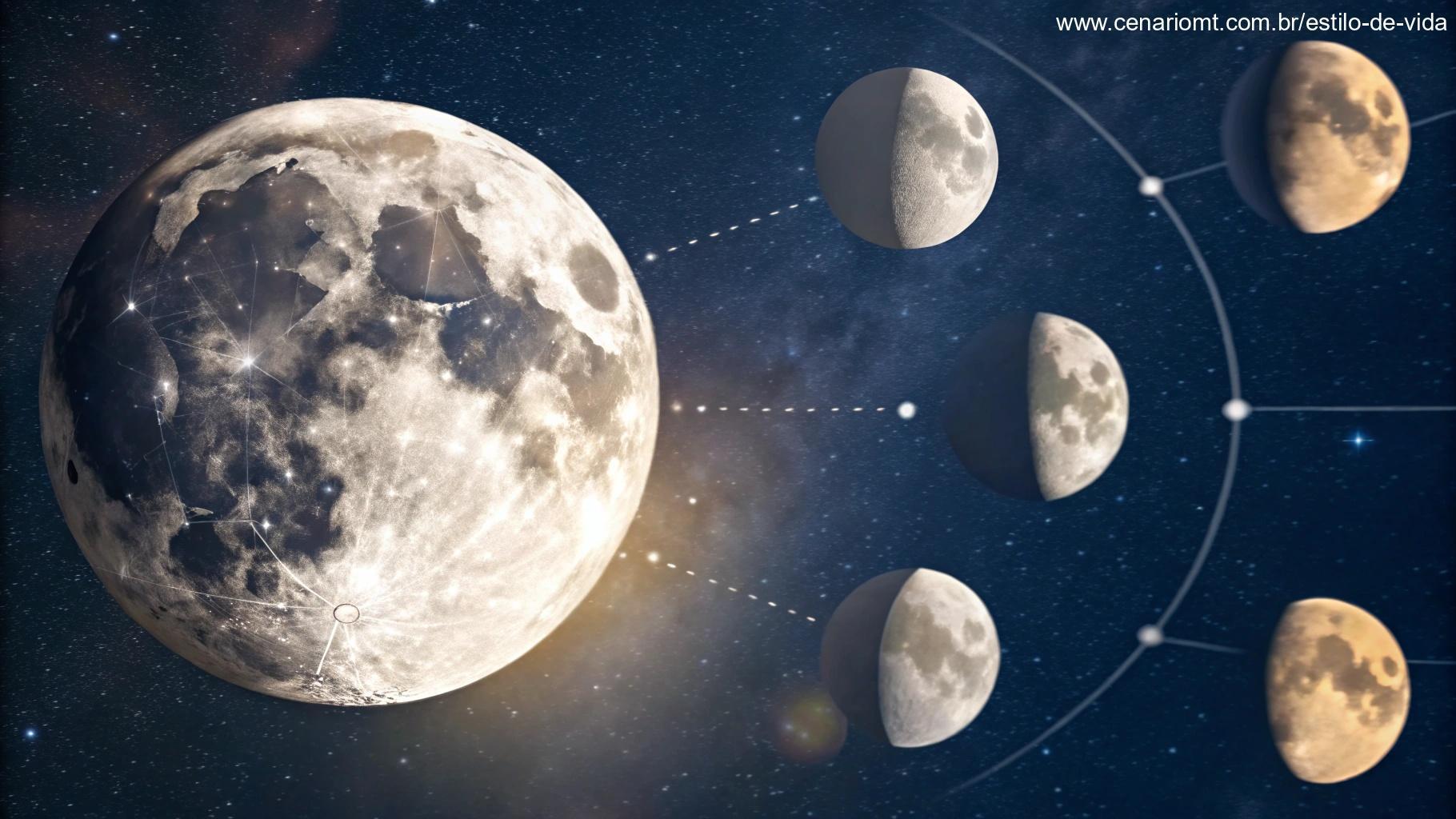 Infográfico ilustrativo explicando a fase da Lua Gibosa Minguante.