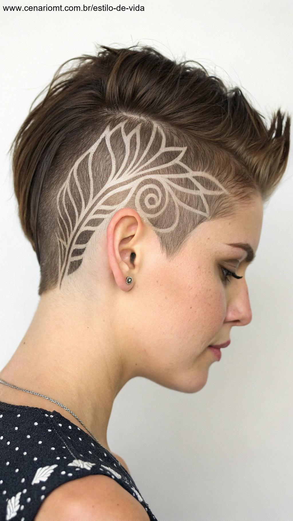 Pixie undercut com desenhos
