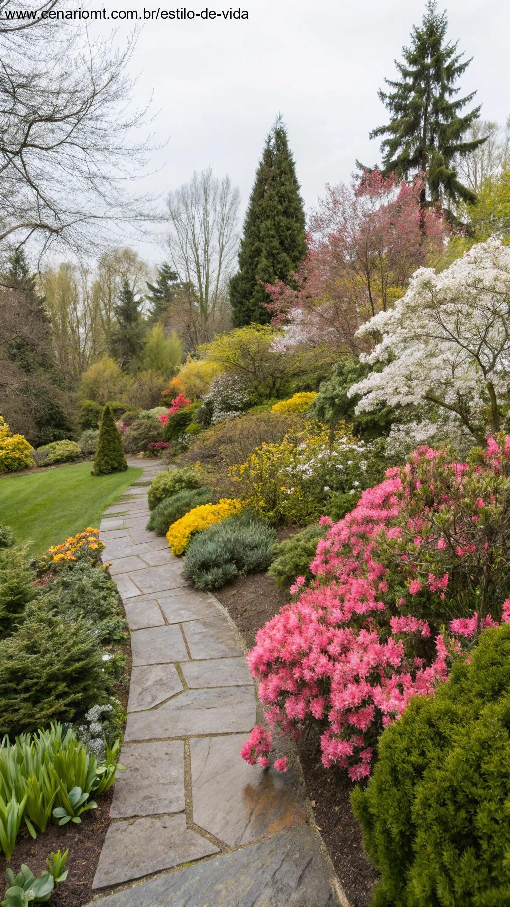 Plantas de diferentes estações em um jardim.