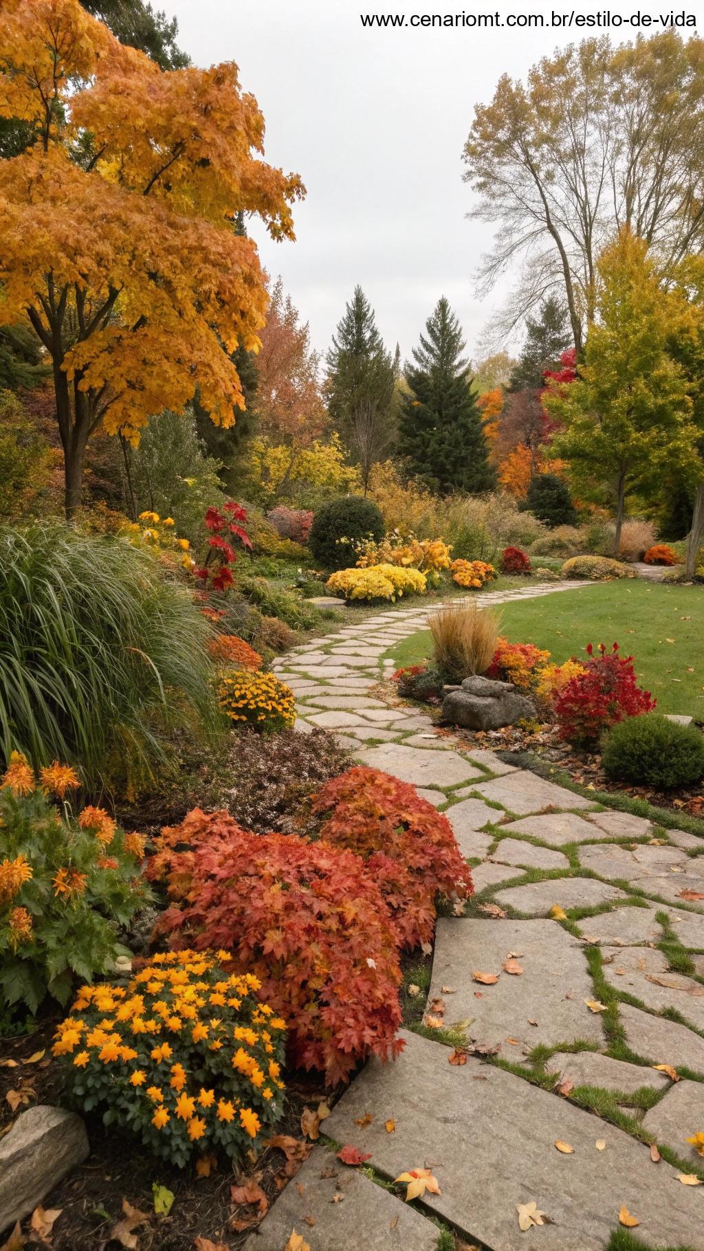 Prepare seu jardim para o outono com cores quentes e folhas caídas.