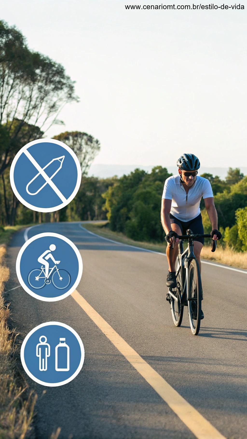 Ciclista desviando de elementos associados ao diabetes