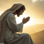 Imagem de um santo em oração, envolto por uma luz celestial.
