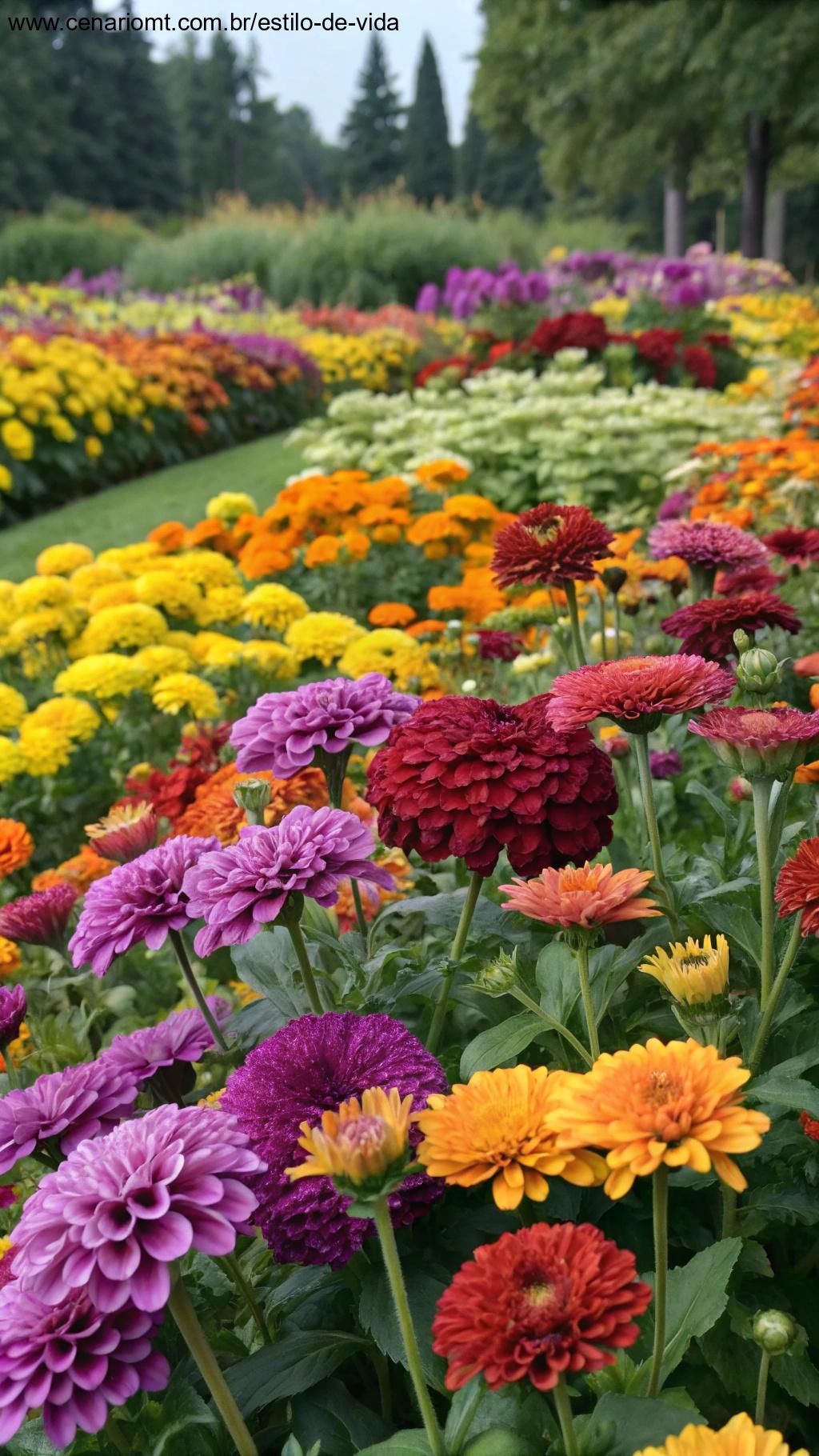 Variedade de cores em um jardim florido.