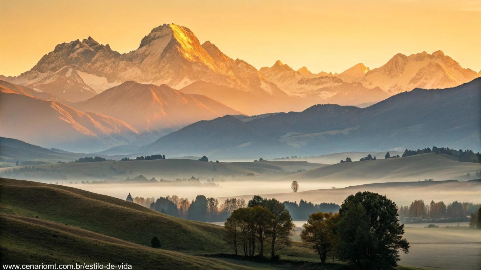 Uma paisagem serena com montanhas e um amanhecer, simbolizando reflexão e crescimento espiritual para um versículo bíblico.