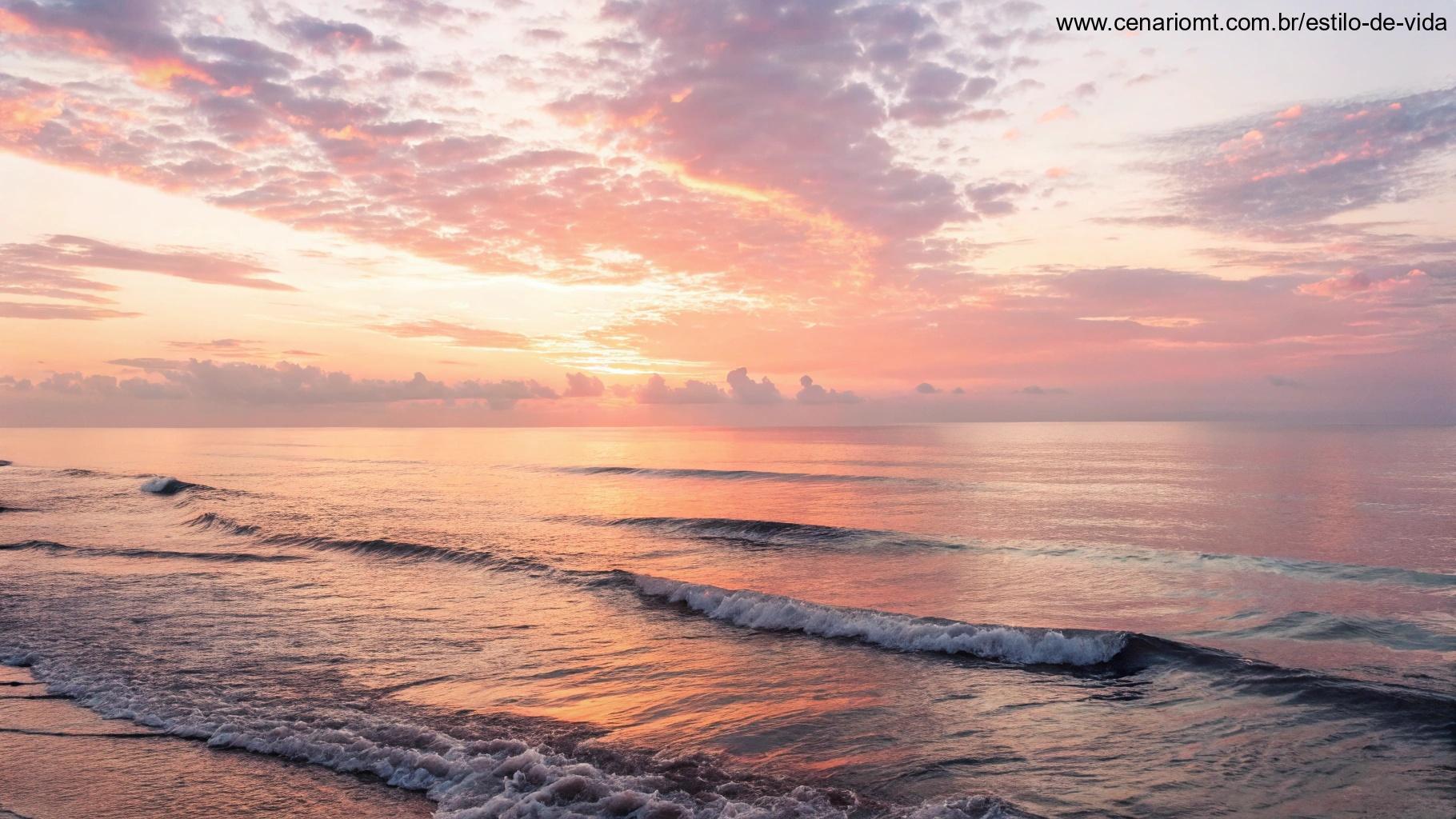 Pôr do sol suave sobre o oceano, trazendo esperança e renovação.