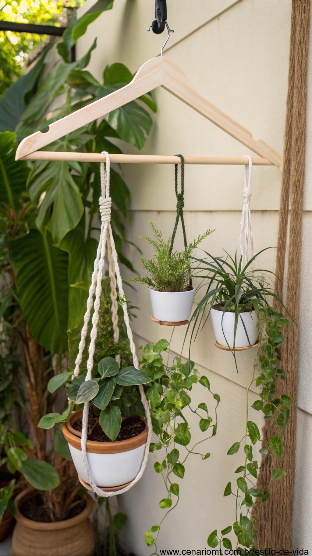 Cabide utilizado como suporte para plantas.