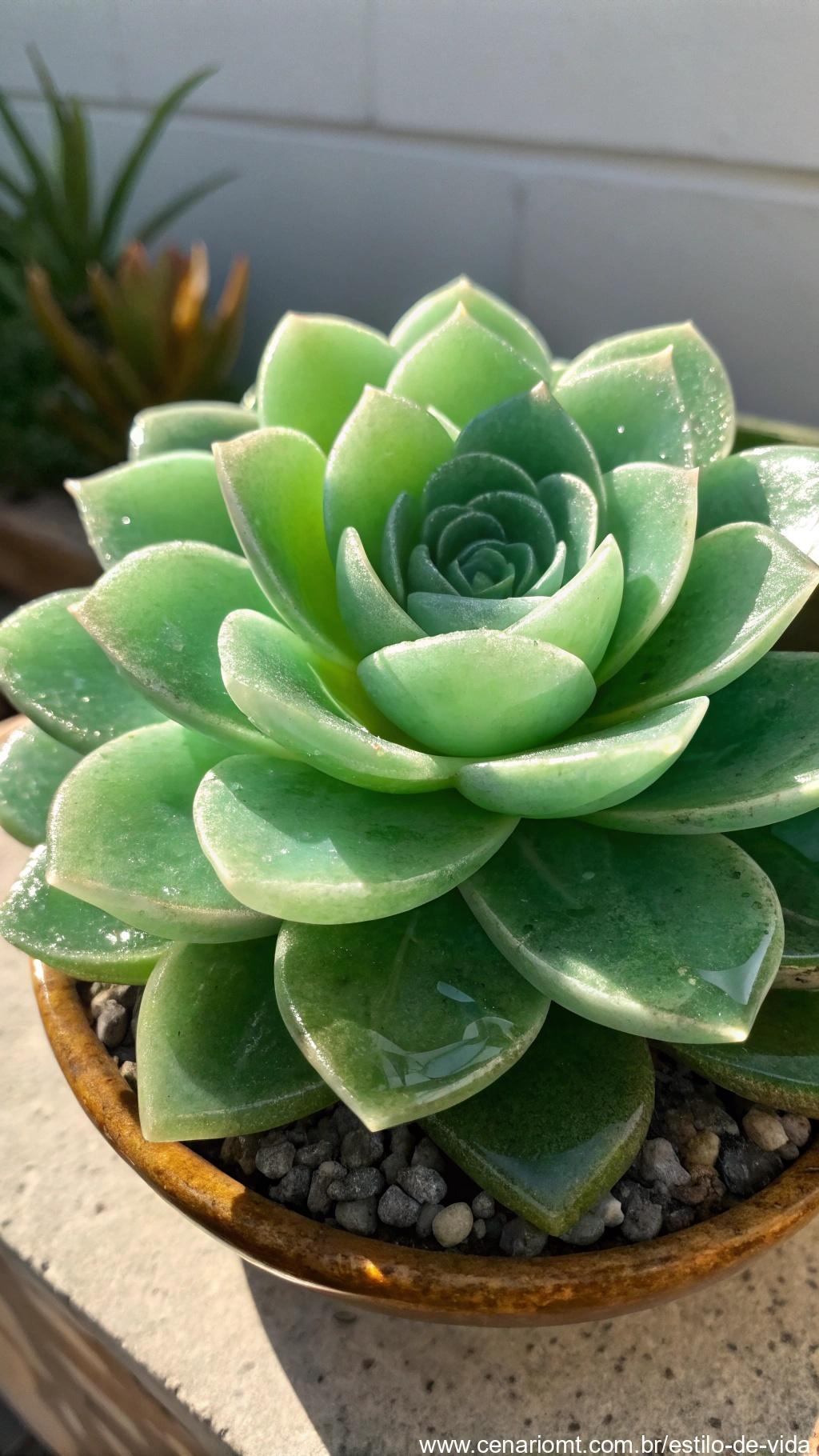 Flor de Jade com pétalas verdes raras e delicadas