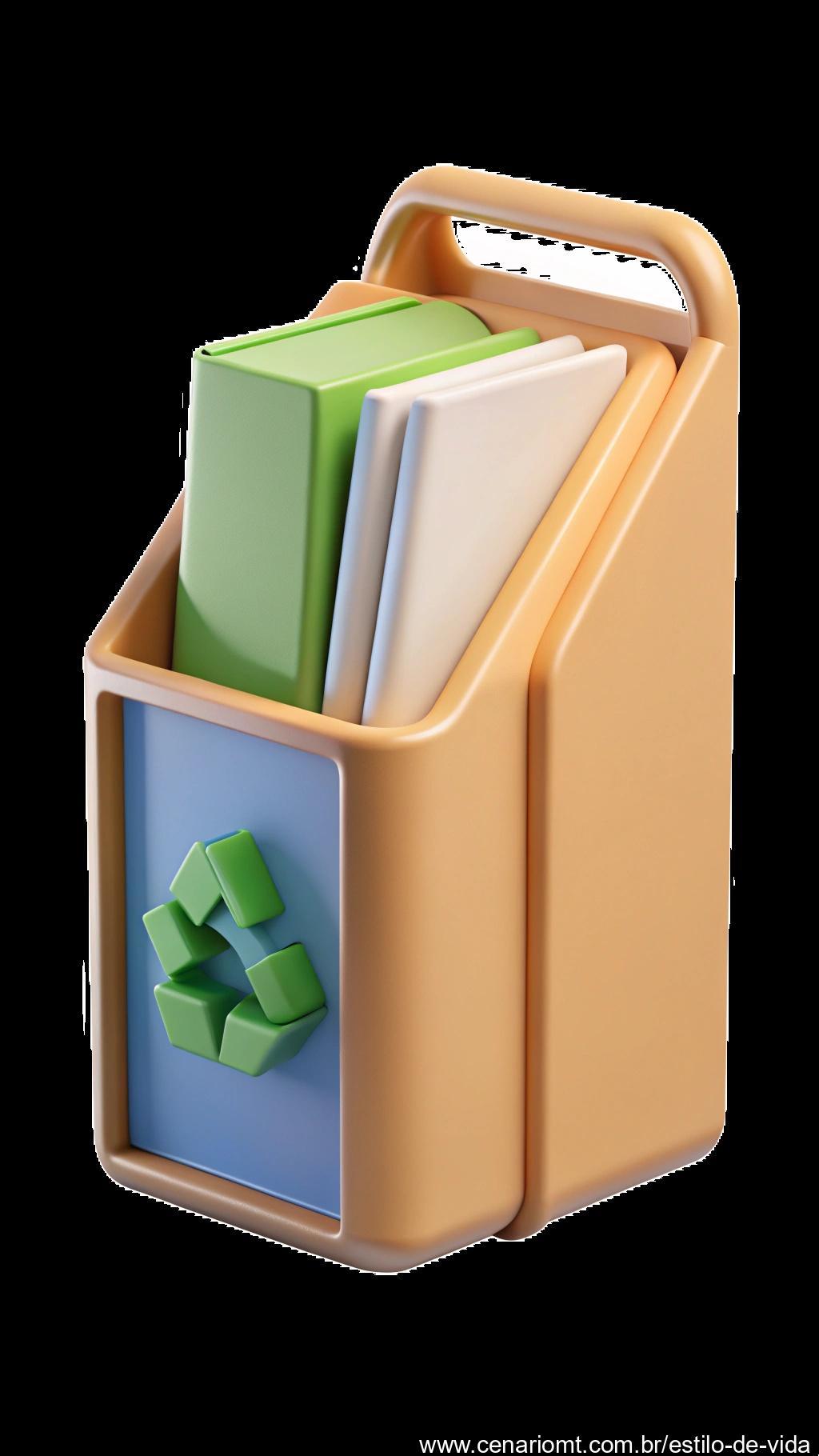 Porta-livros feito com embalagens Tetra Pak recicladas.