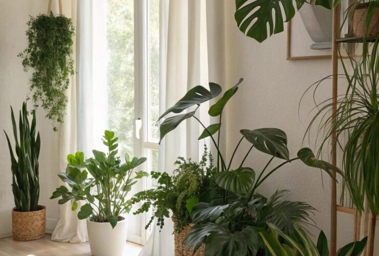 Doze plantas purificadoras de ar dispostas em um ambiente interno