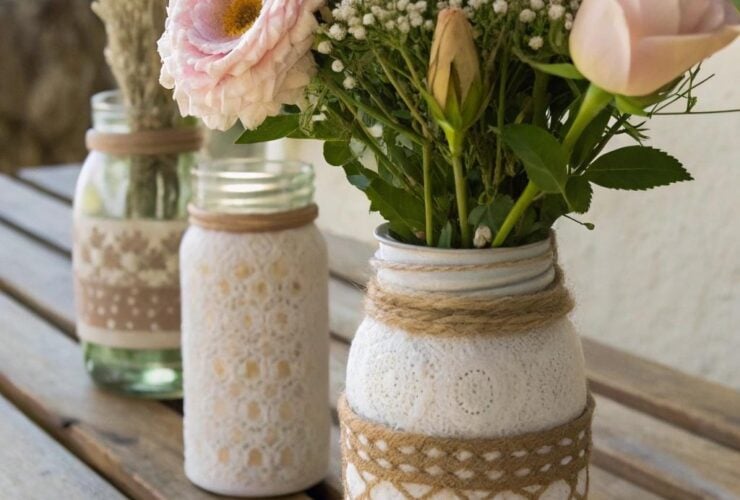 Vasos criativos feitos com frascos reutilizados