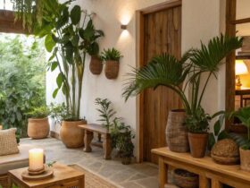 Decoração com elementos naturais e sustentáveis em um lar moderno