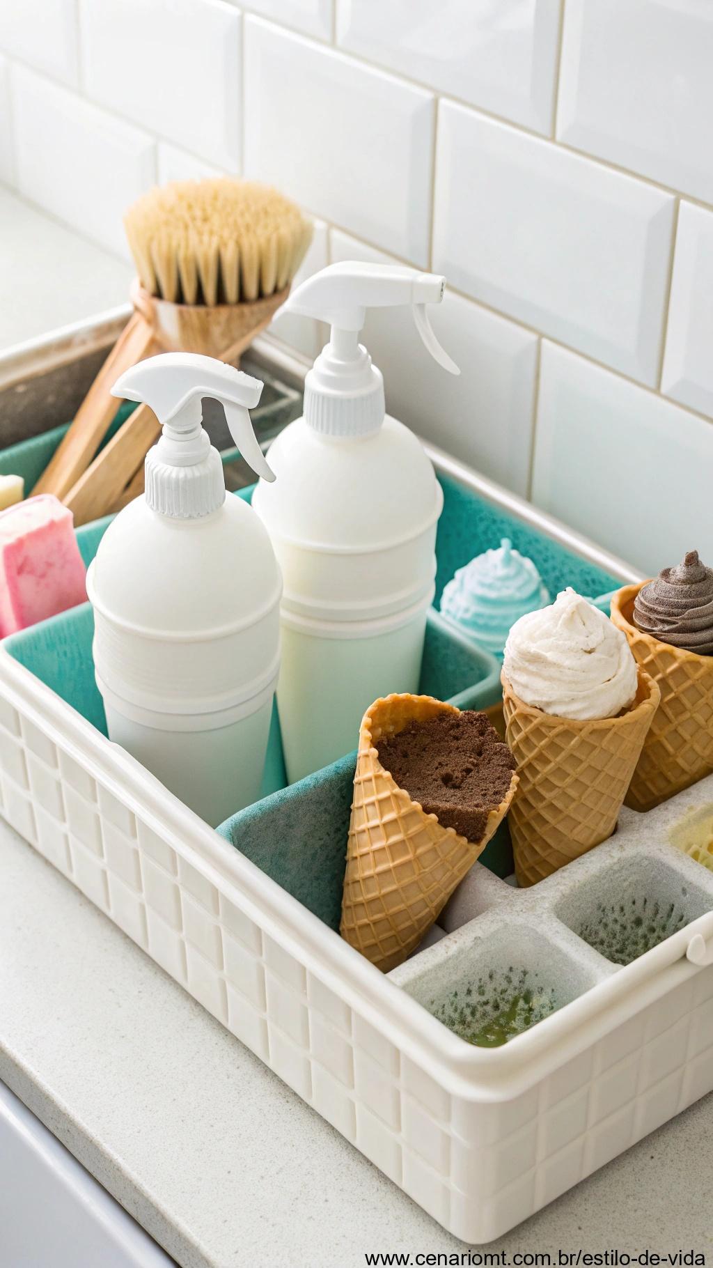 Pote para guardar produtos de limpeza com potes de sorvete