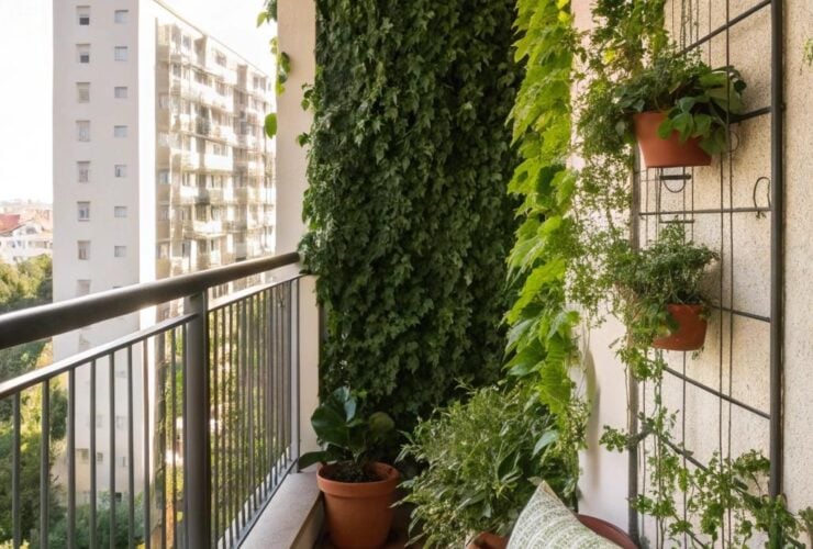 Ideias de jardim vertical em varanda com muito verde e luz natural