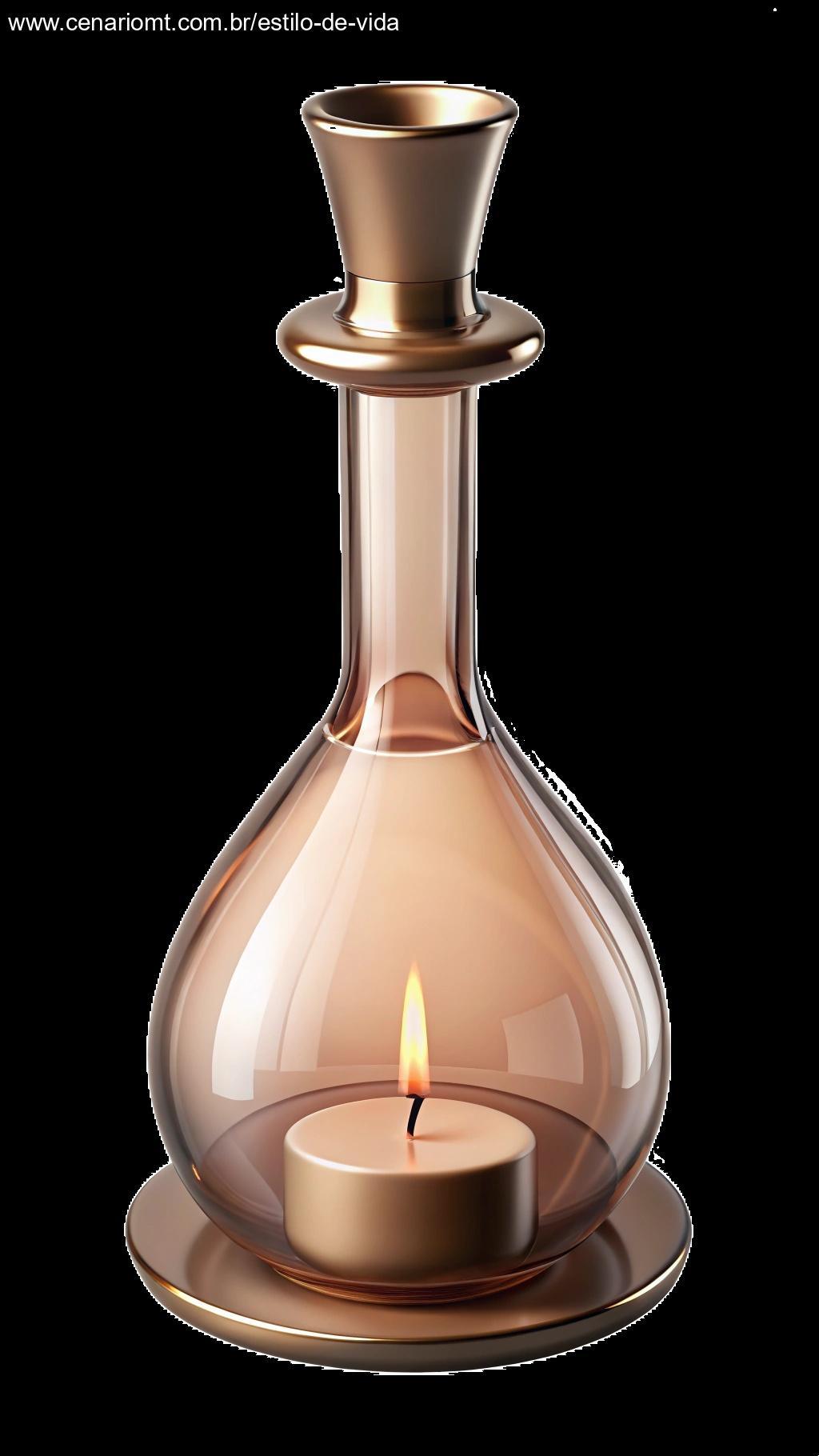 Candelabro de garrafa de vidro elegante, perfeito para adicionar um toque de sofisticação à decoração de sua casa.