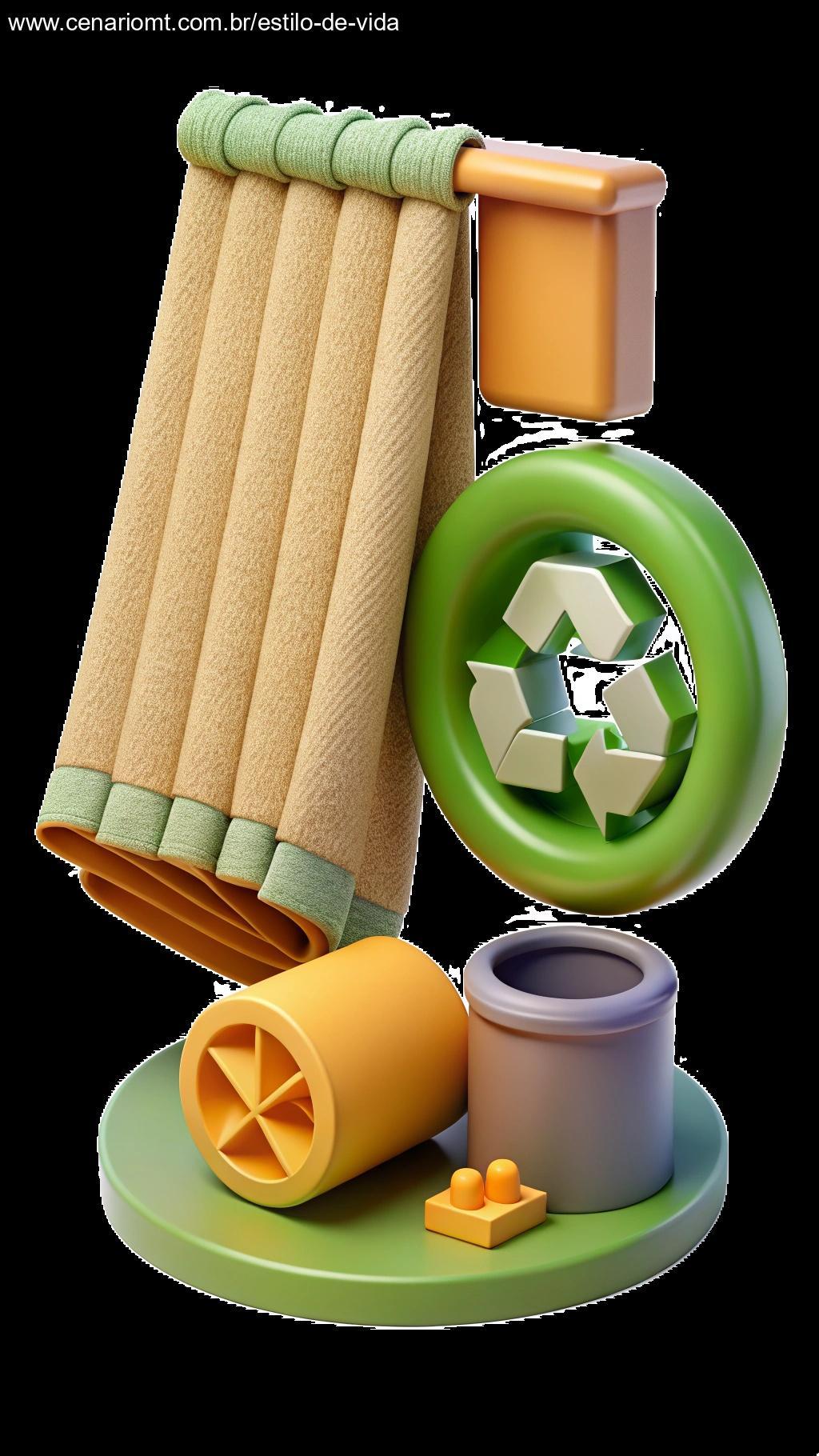 Tapetes e cortinas feitos com plástico reciclado, oferecendo opções de decoração ecológicas e estilosas.