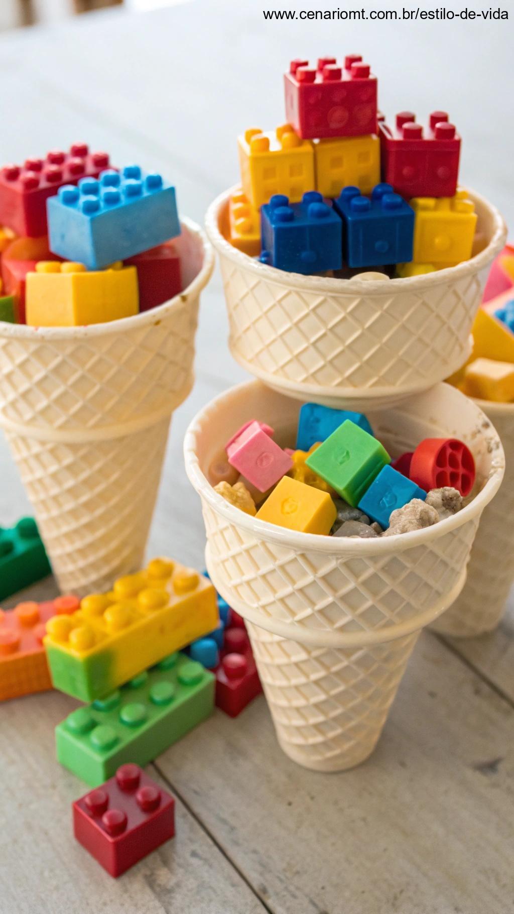 Brinquedos para crianças com potes de sorvete