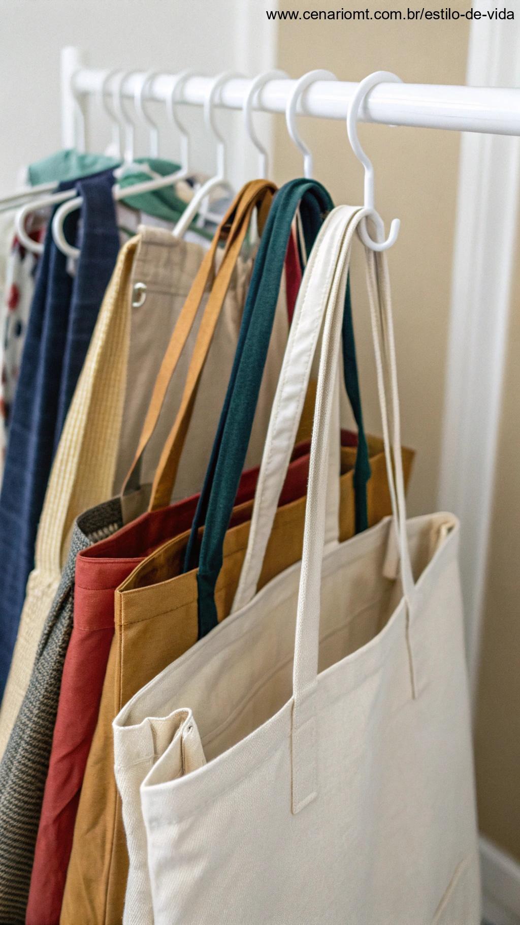 Cabide utilizado para organizar bolsas.