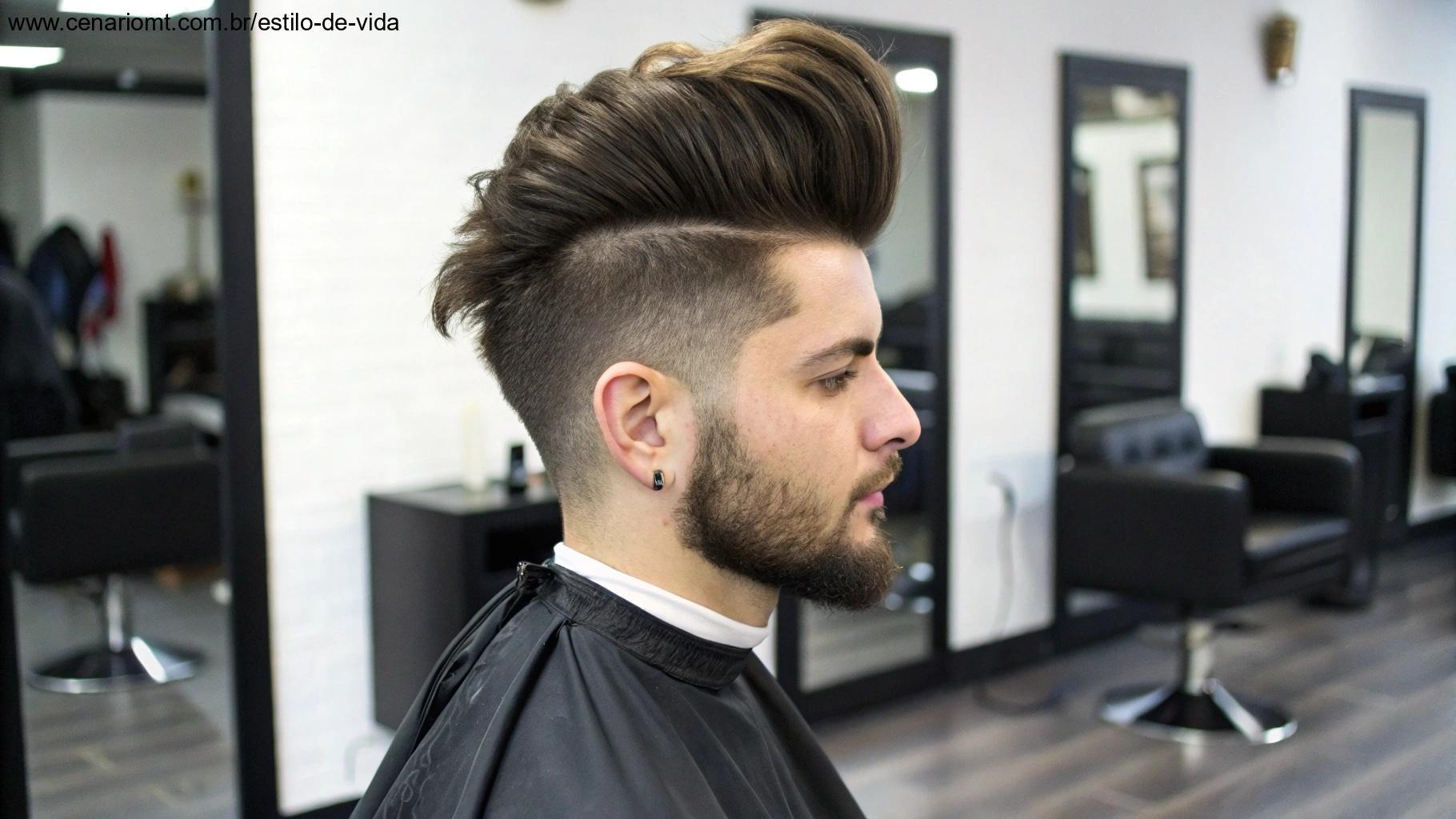 Homem com undercut e topete volumoso