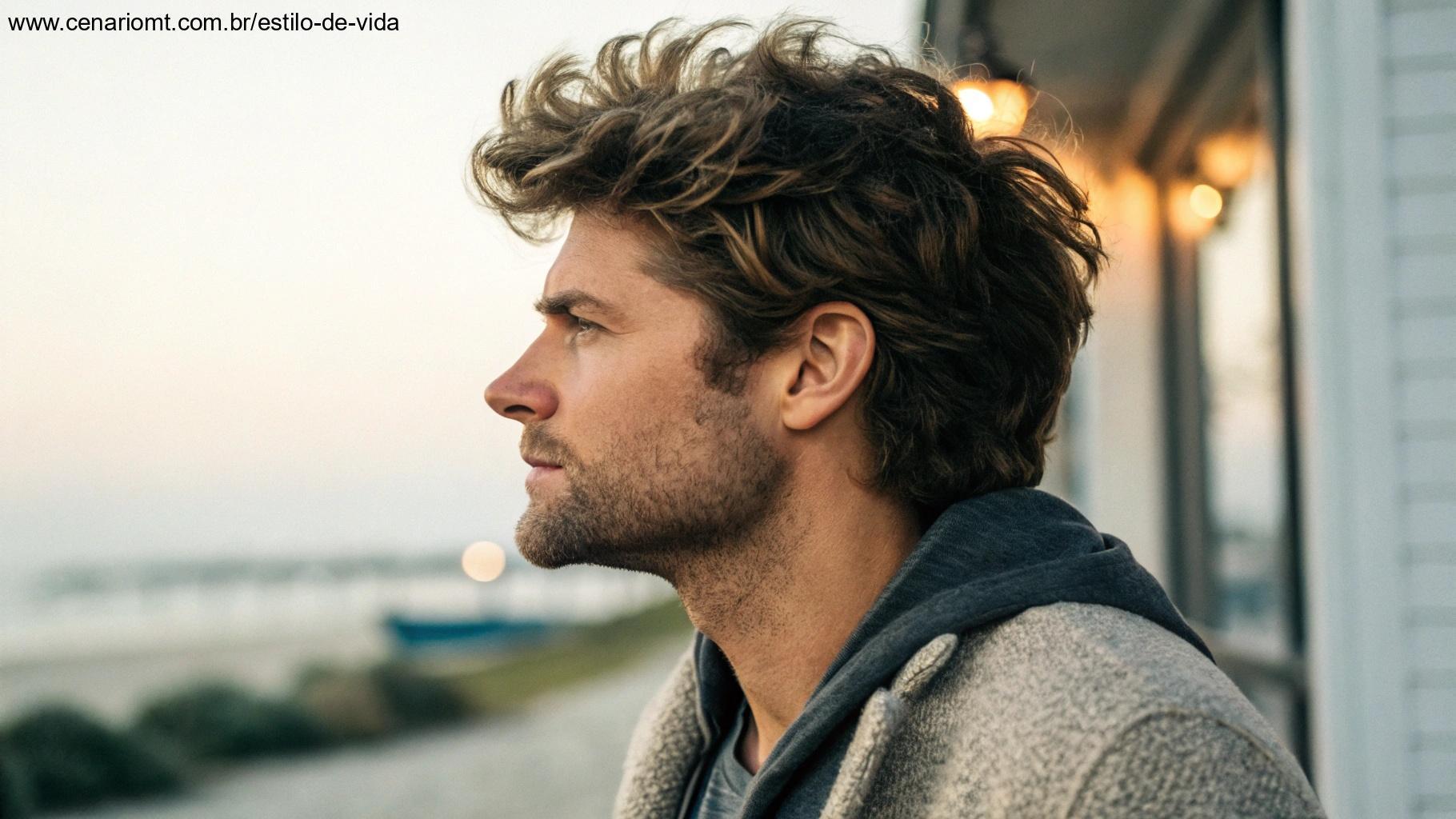 Homem com corte texturizado e volume natural