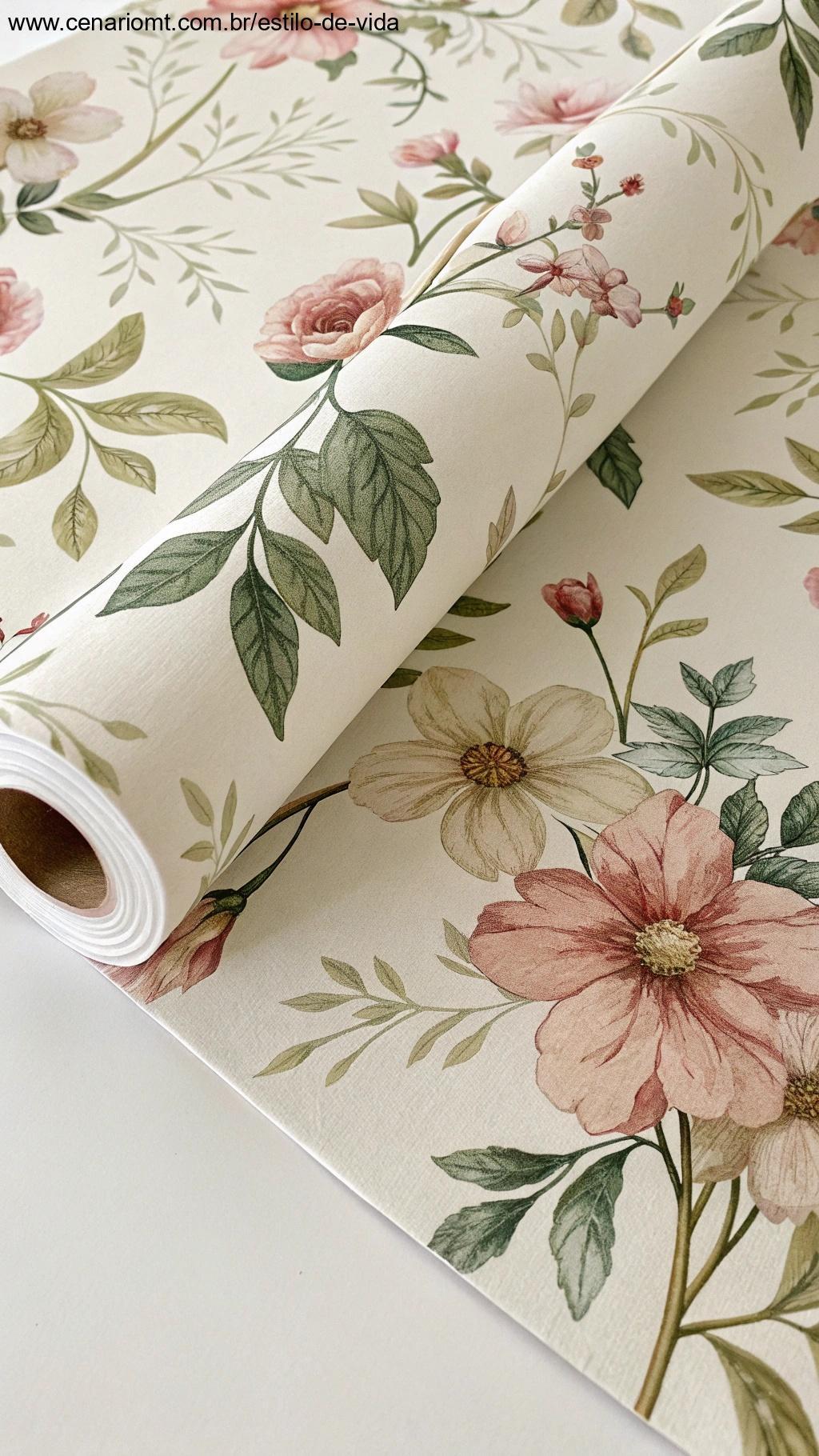 Papel de parede reciclado com padrões florais, perfeito para adicionar um toque fresco e natural a qualquer ambiente.