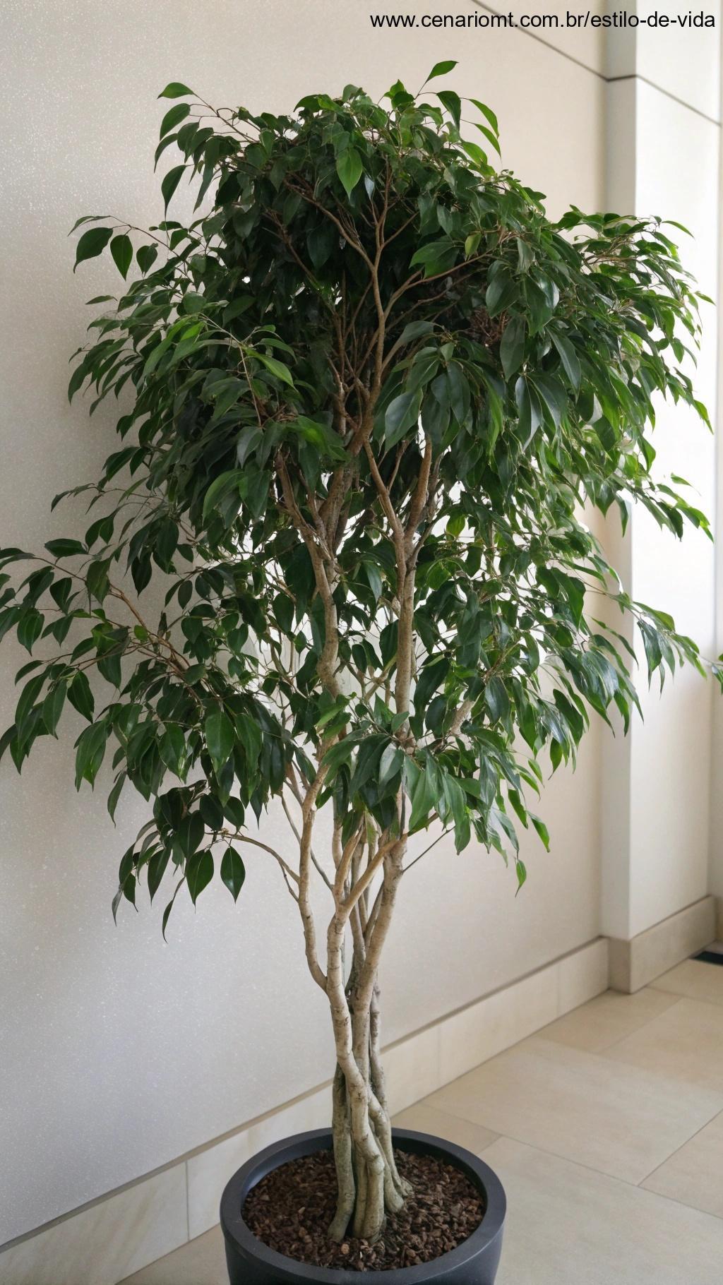 Ficus-Benjamim com galhos finos e folhas brilhantes