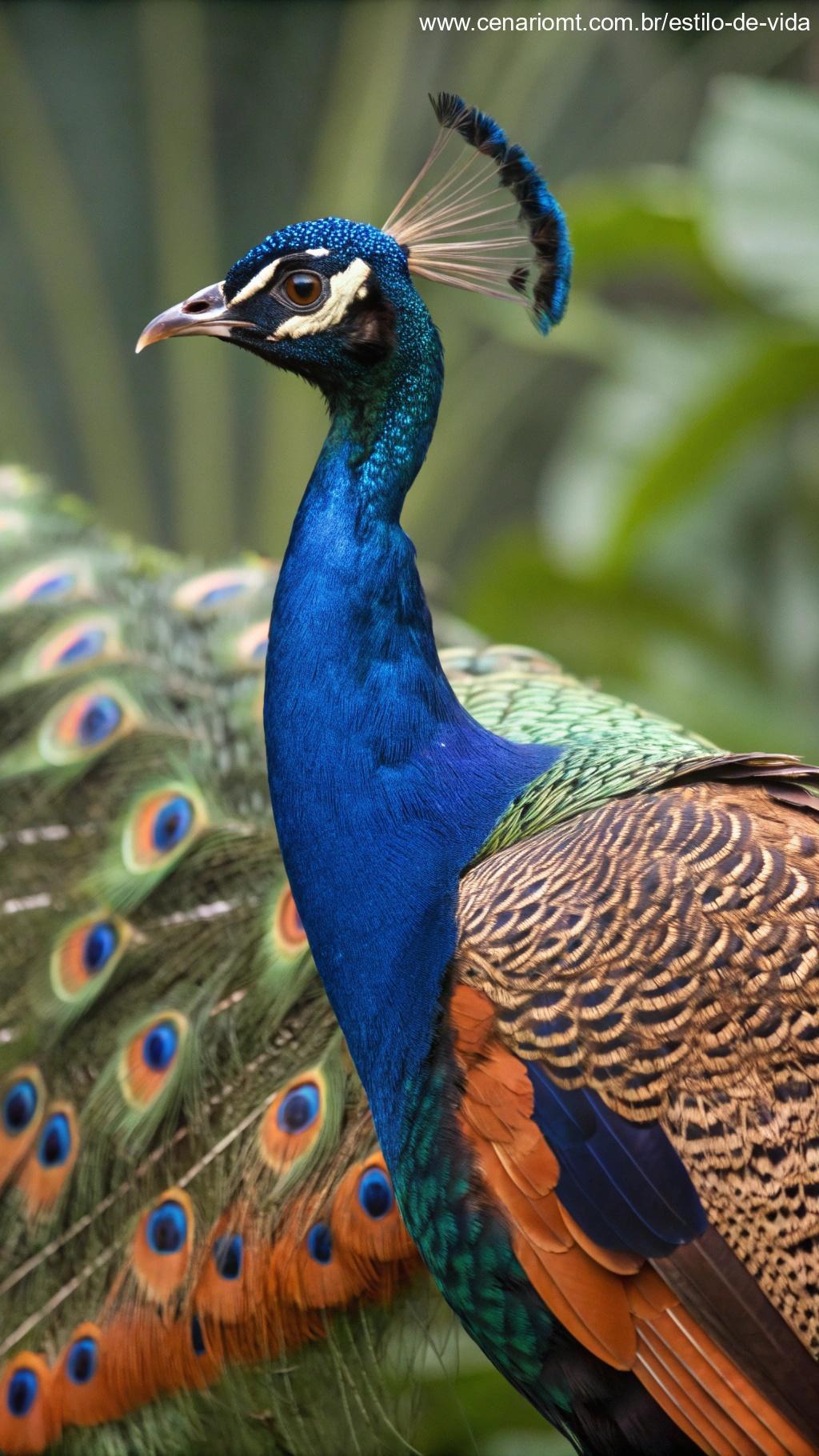 Flor de Bico de Pavão com cores vibrantes de laranja e azul
