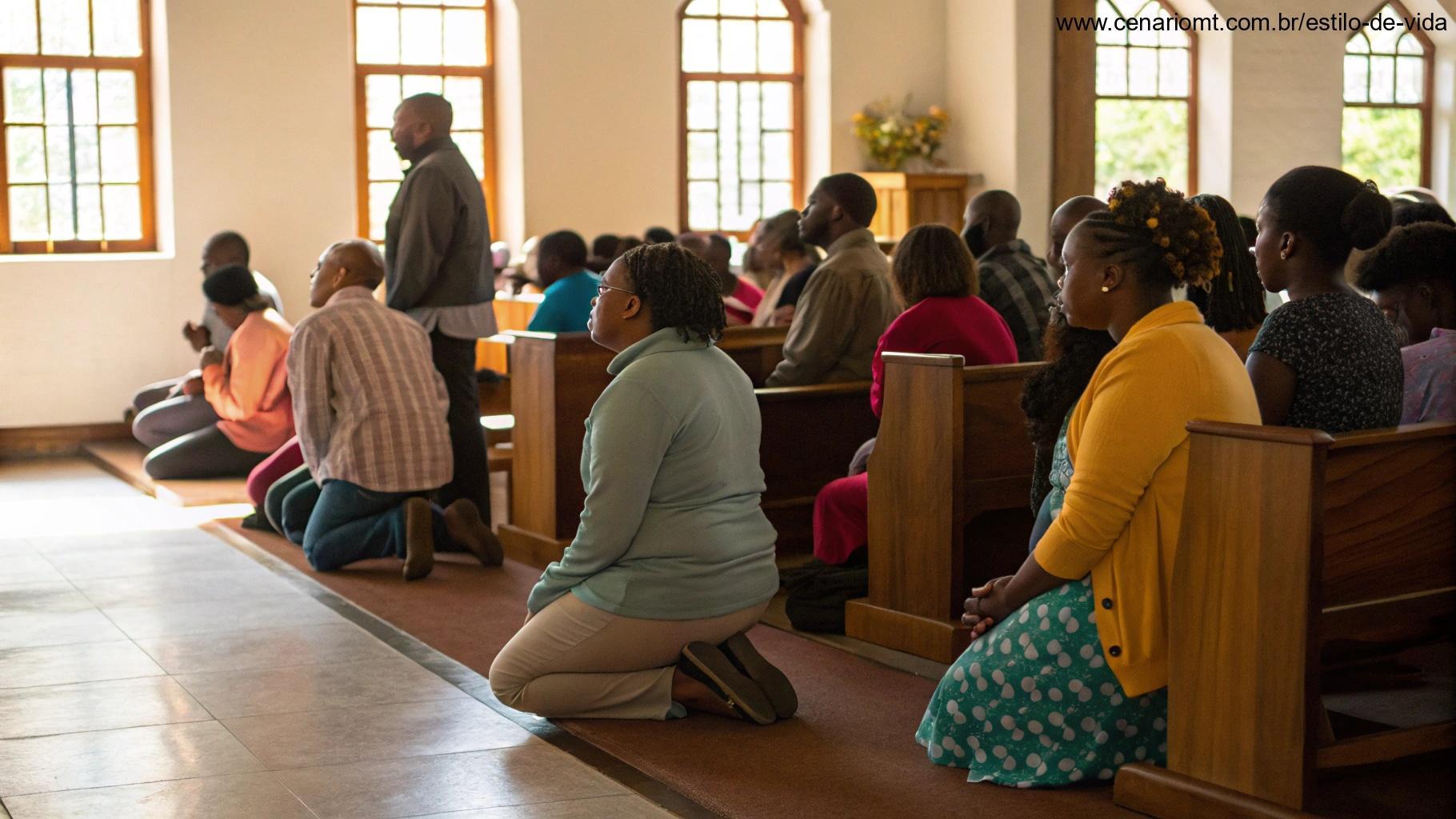 Pessoas reunidas em uma igreja participando da liturgia dominical