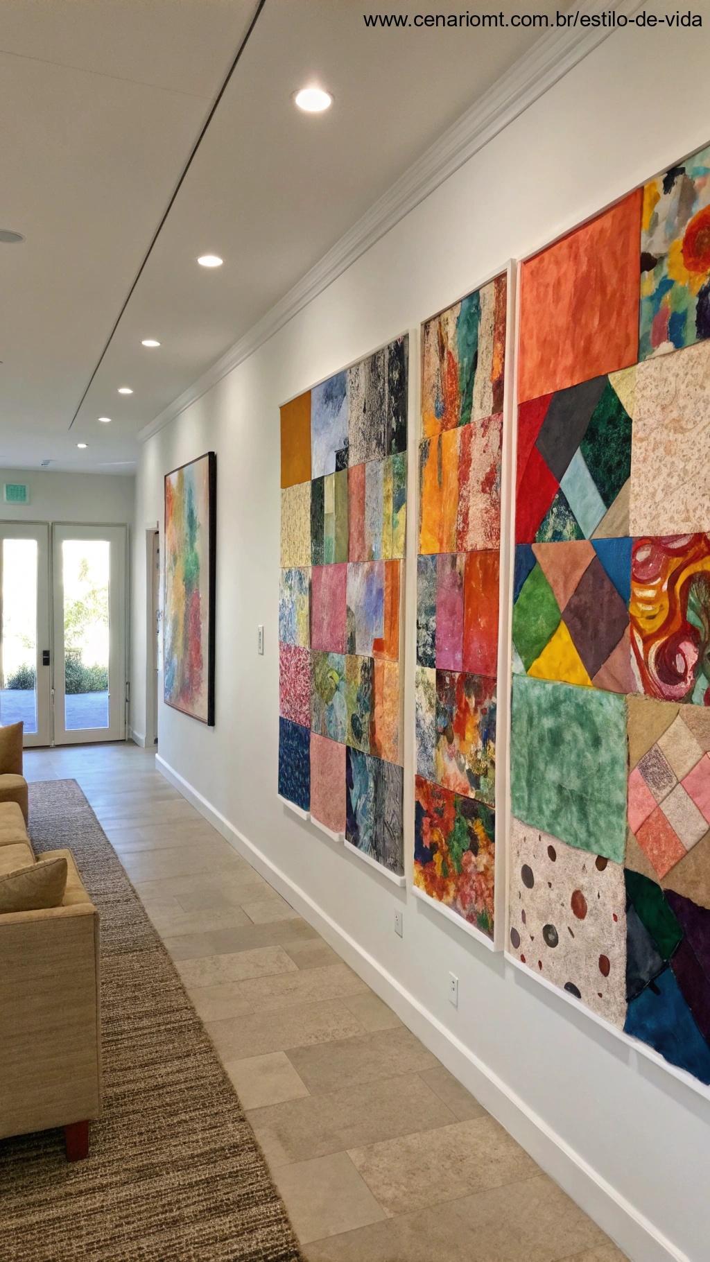 Arte de parede com colagens e pintura em estilo moderno