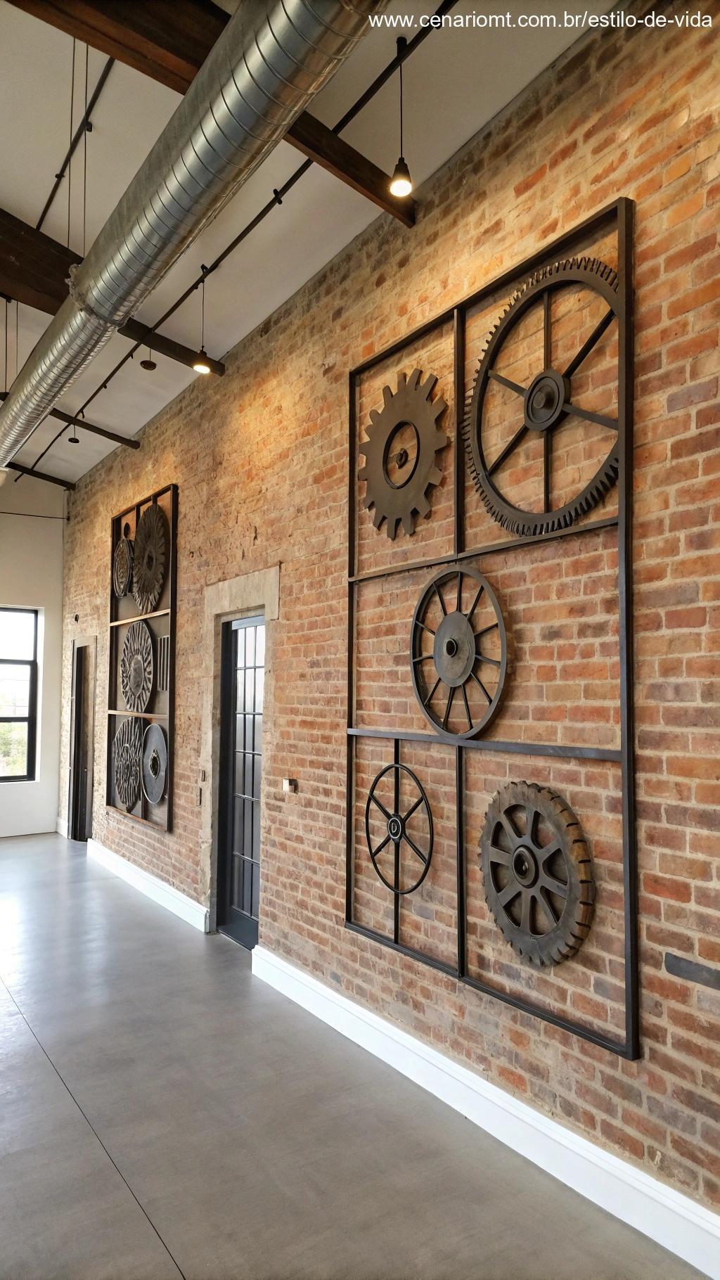 Arte de parede com toque industrial em ambiente urbano