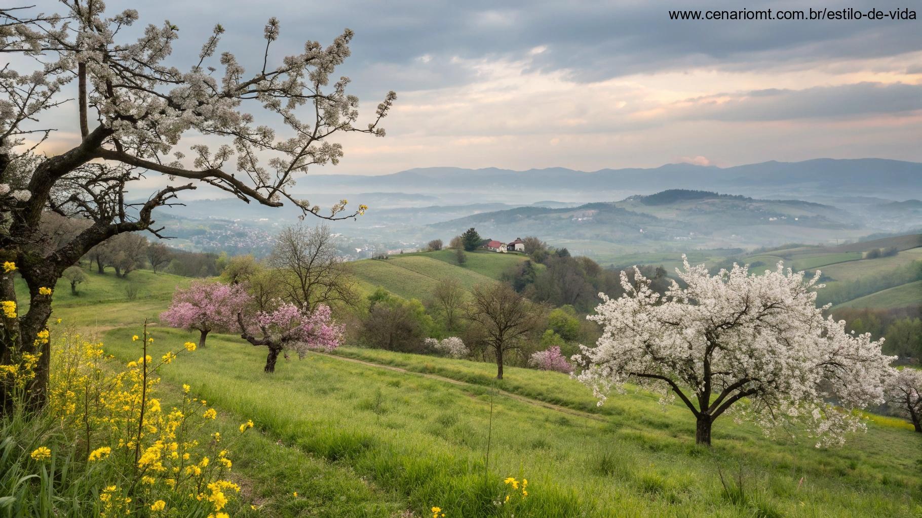 Paisagem de primavera para dar boas-vindas a março com a paz da Sexta-Feira Santa