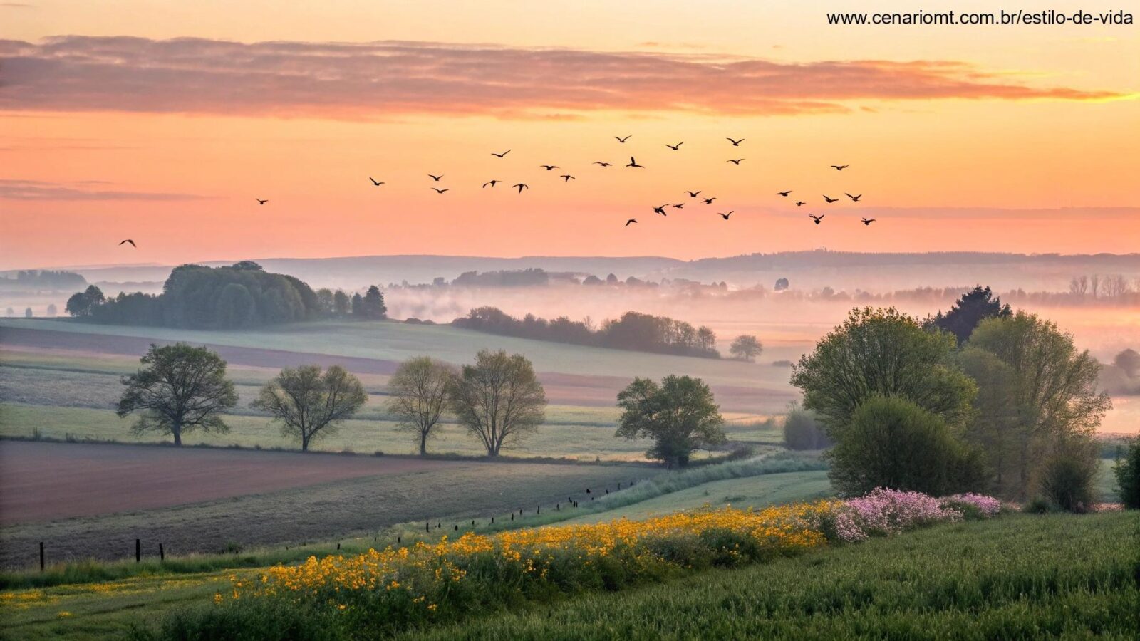 amanhecer tranquilo no campo em uma terça-feira inspiradora