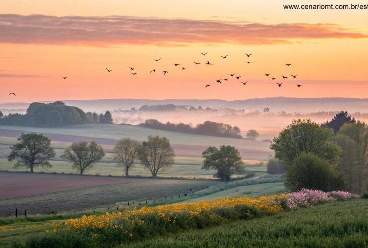 amanhecer tranquilo no campo em uma terça-feira inspiradora