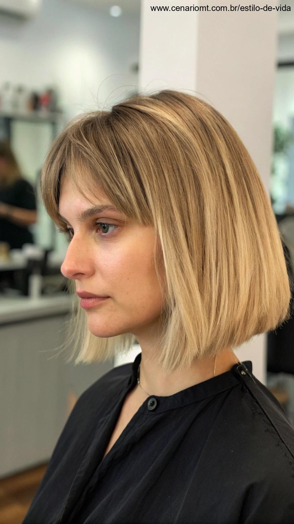 Blunt cut com raiz levemente volumosa
