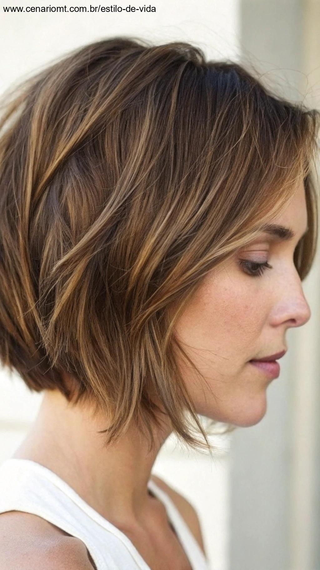 Corte bob assimétrico com pontas desfiadas