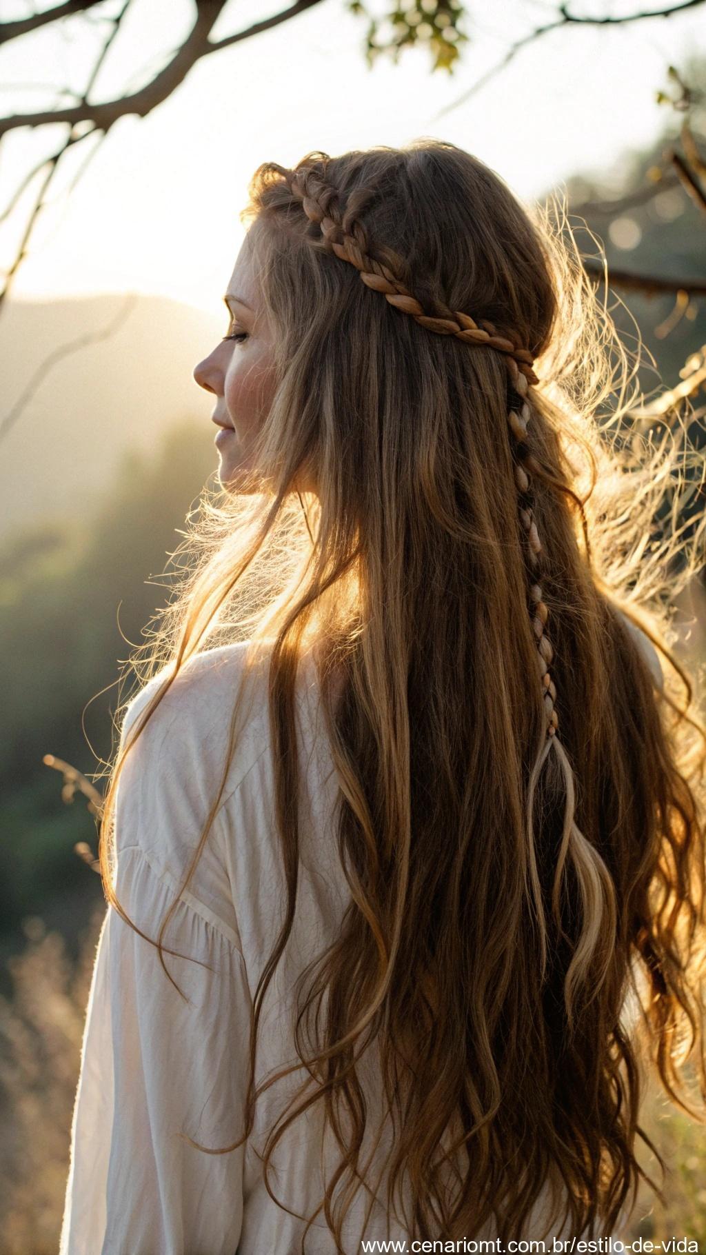 Camadas boho em cabelos longos