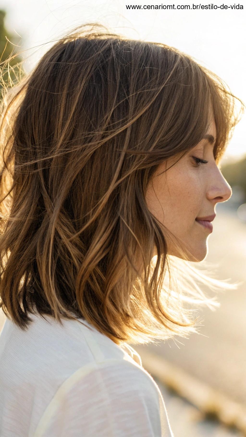 Camadas com pontas desfiadas em corte feminino delicado