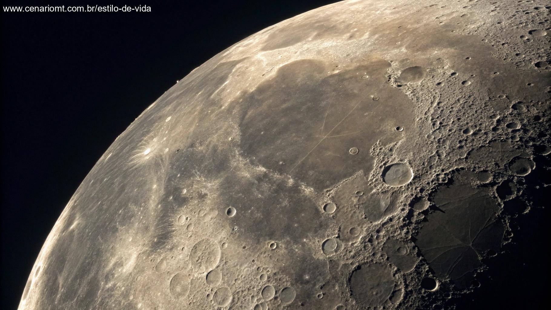 Detalhes da Lua Gibosa Crescente vistos de perto