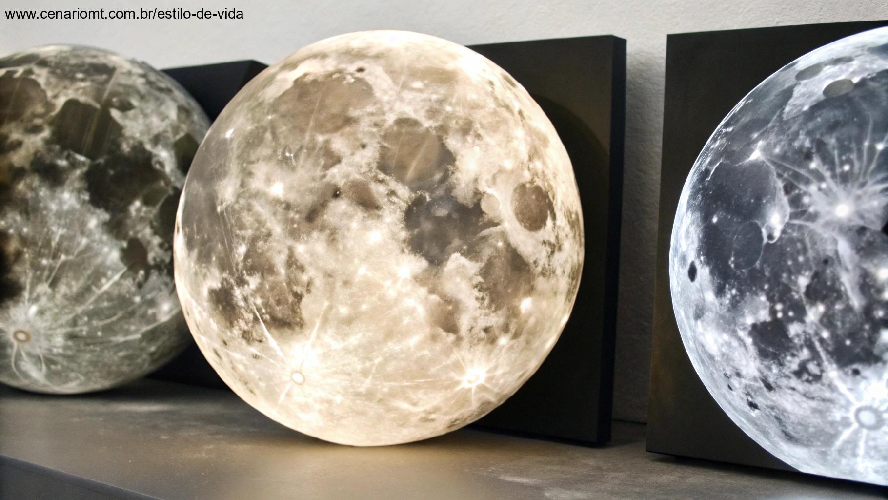 Comparação das fases da Lua em dias diferentes