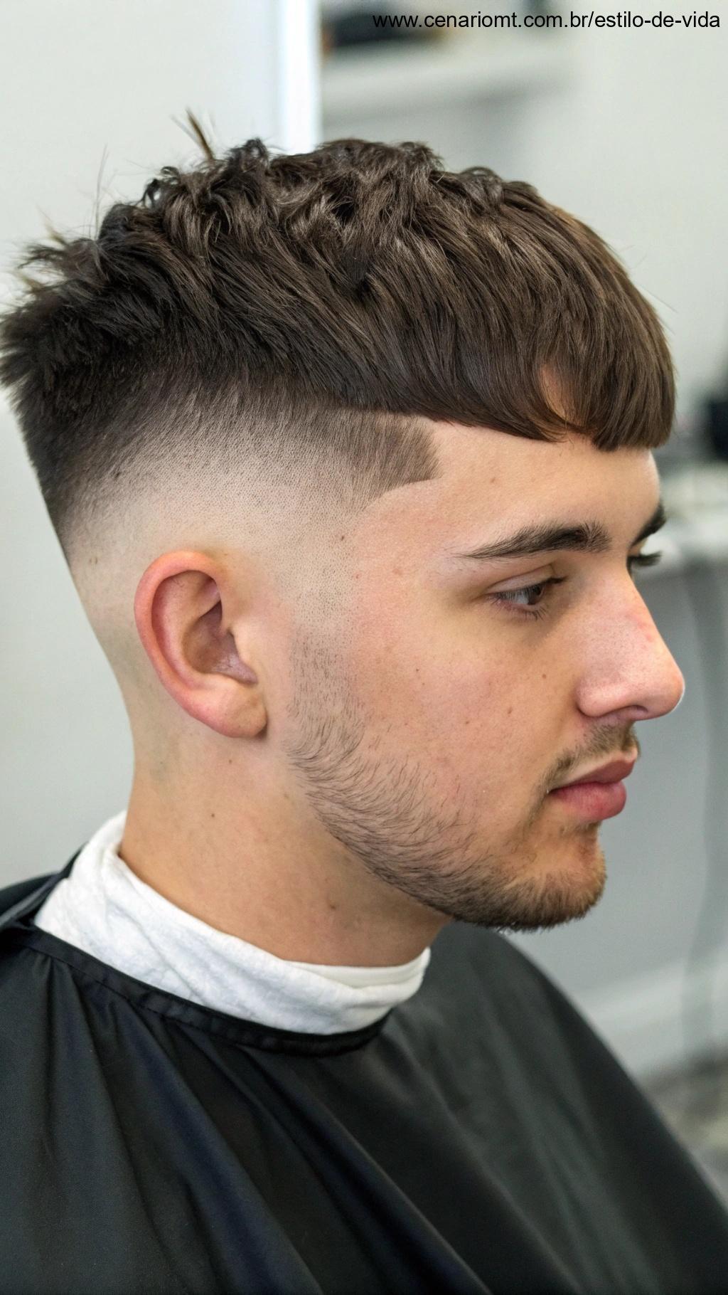 Corte crop francês com franja texturizada