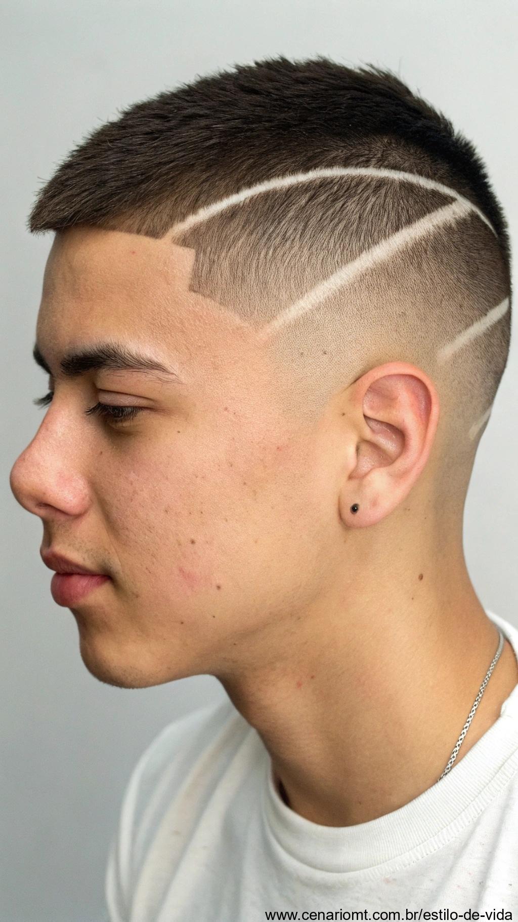 Corte Curto com Riscos Laterais