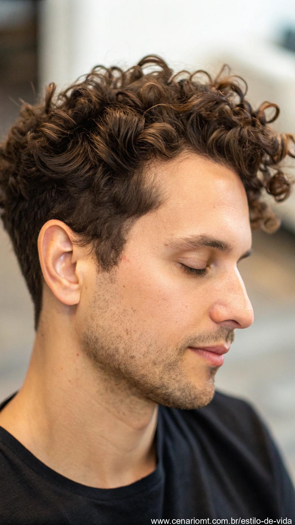 Corte curto ondulado com estilo natural